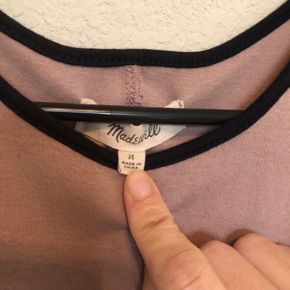 Madewell High-Neck Cropped Tank, pink & navy - Picture 3 of 4